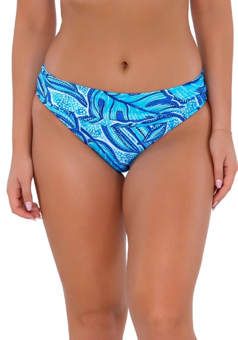 SUNSETS Women's Unforgettable Hipster Bikini Bottom Small Blue Seaside Vista NWT